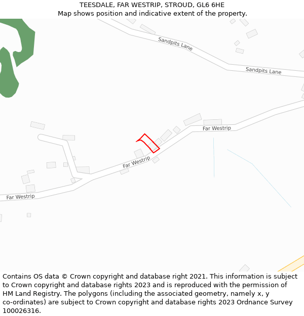 TEESDALE, FAR WESTRIP, STROUD, GL6 6HE: Location map and indicative extent of plot