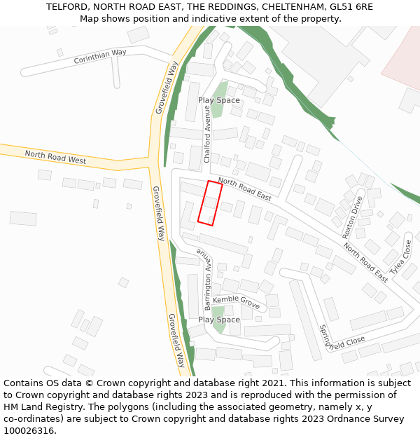 TELFORD, NORTH ROAD EAST, THE REDDINGS, CHELTENHAM, GL51 6RE: Location map and indicative extent of plot