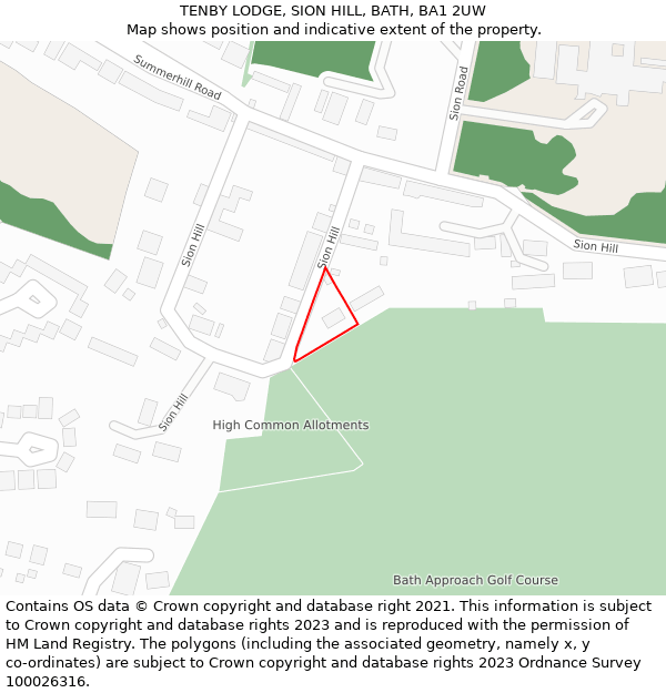 TENBY LODGE, SION HILL, BATH, BA1 2UW: Location map and indicative extent of plot