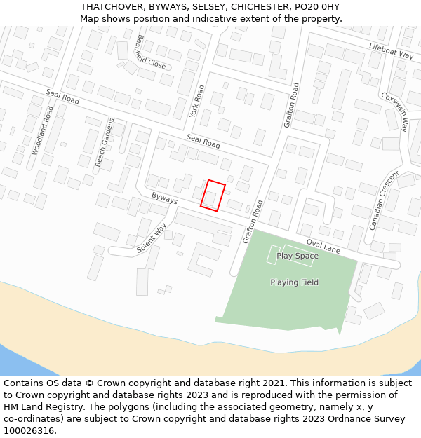 THATCHOVER, BYWAYS, SELSEY, CHICHESTER, PO20 0HY: Location map and indicative extent of plot