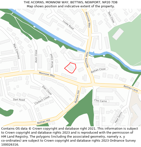 THE ACORNS, MONNOW WAY, BETTWS, NEWPORT, NP20 7DB: Location map and indicative extent of plot