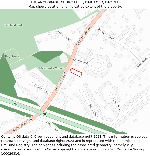 THE ANCHORAGE, CHURCH HILL, DARTFORD, DA2 7EH: Location map and indicative extent of plot