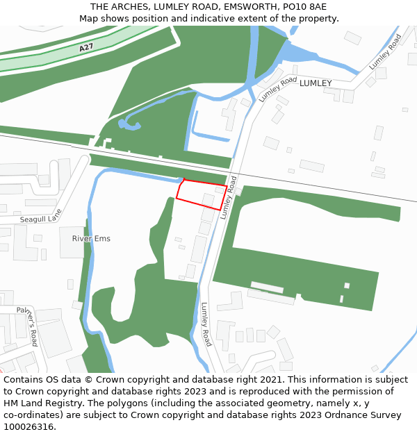 THE ARCHES, LUMLEY ROAD, EMSWORTH, PO10 8AE: Location map and indicative extent of plot