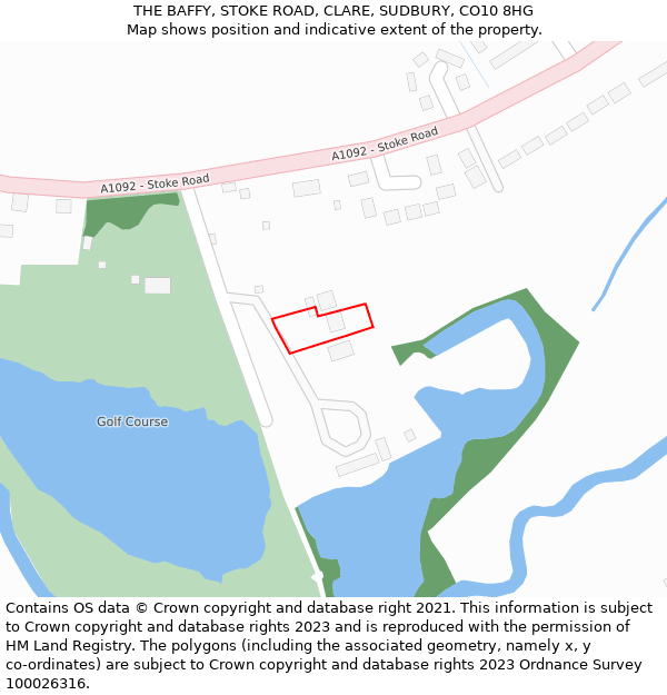 THE BAFFY, STOKE ROAD, CLARE, SUDBURY, CO10 8HG: Location map and indicative extent of plot
