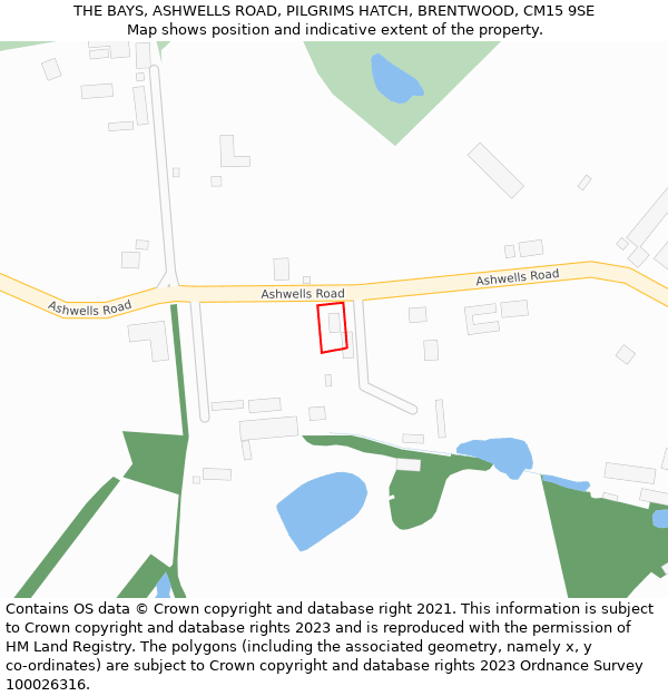 THE BAYS, ASHWELLS ROAD, PILGRIMS HATCH, BRENTWOOD, CM15 9SE: Location map and indicative extent of plot