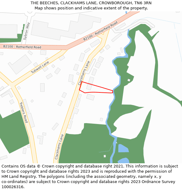 THE BEECHES, CLACKHAMS LANE, CROWBOROUGH, TN6 3RN: Location map and indicative extent of plot