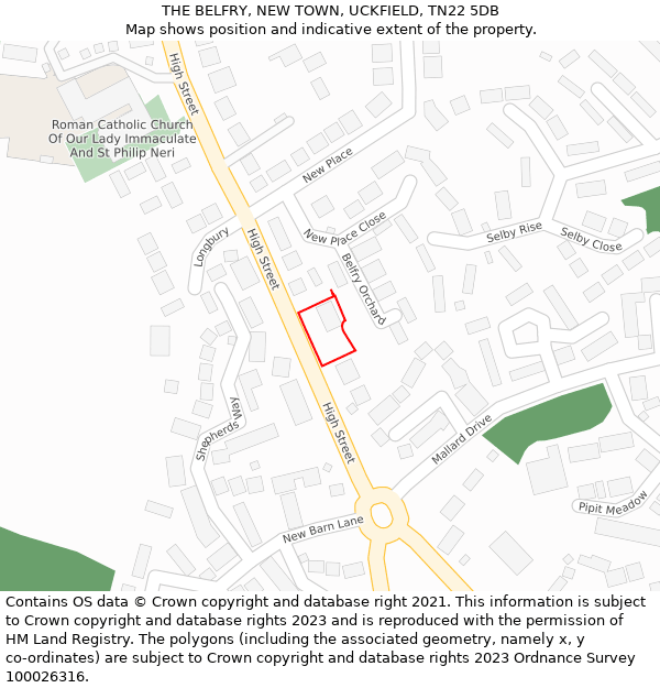 THE BELFRY, NEW TOWN, UCKFIELD, TN22 5DB: Location map and indicative extent of plot