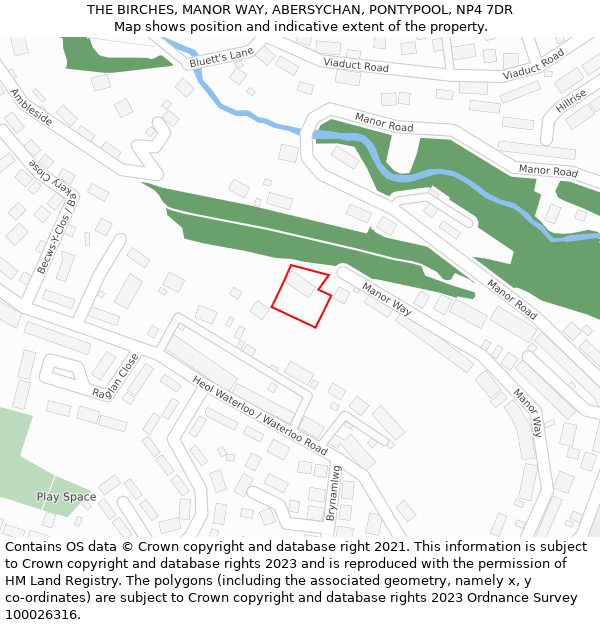 THE BIRCHES, MANOR WAY, ABERSYCHAN, PONTYPOOL, NP4 7DR: Location map and indicative extent of plot