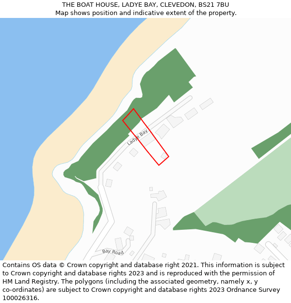 THE BOAT HOUSE, LADYE BAY, CLEVEDON, BS21 7BU: Location map and indicative extent of plot