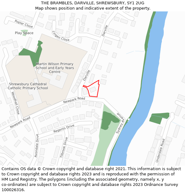 THE BRAMBLES, DARVILLE, SHREWSBURY, SY1 2UG: Location map and indicative extent of plot