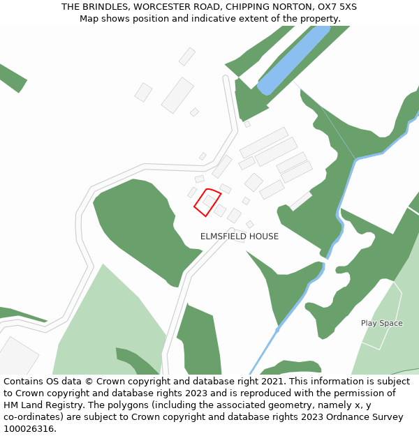 THE BRINDLES, WORCESTER ROAD, CHIPPING NORTON, OX7 5XS: Location map and indicative extent of plot