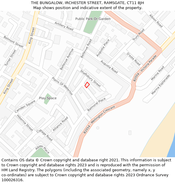 THE BUNGALOW, IRCHESTER STREET, RAMSGATE, CT11 8JH: Location map and indicative extent of plot