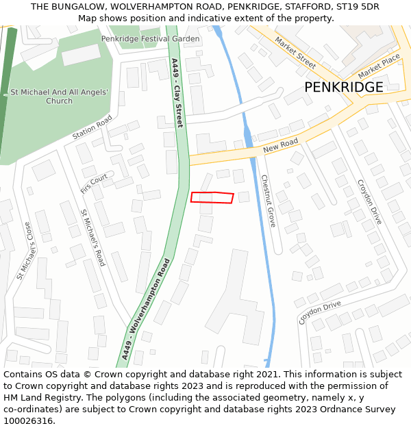 THE BUNGALOW, WOLVERHAMPTON ROAD, PENKRIDGE, STAFFORD, ST19 5DR: Location map and indicative extent of plot