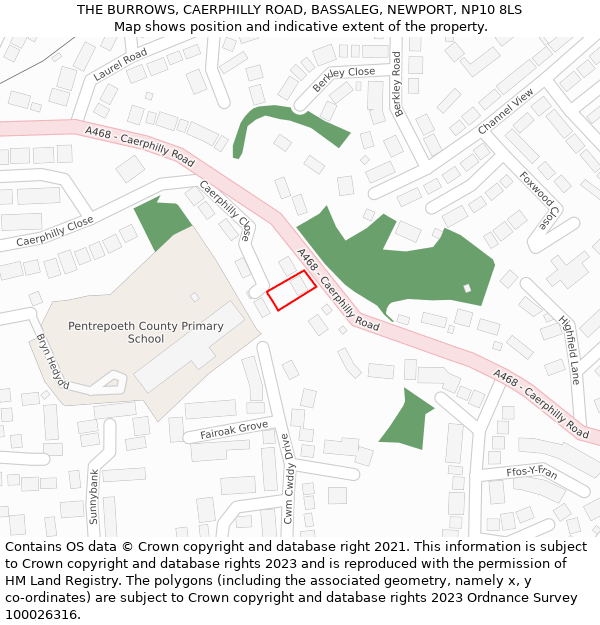 THE BURROWS, CAERPHILLY ROAD, BASSALEG, NEWPORT, NP10 8LS: Location map and indicative extent of plot