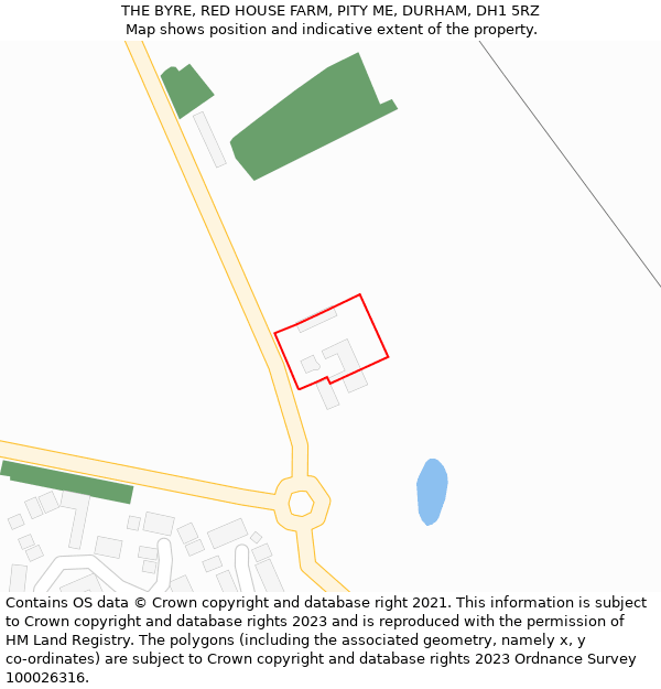 THE BYRE, RED HOUSE FARM, PITY ME, DURHAM, DH1 5RZ: Location map and indicative extent of plot