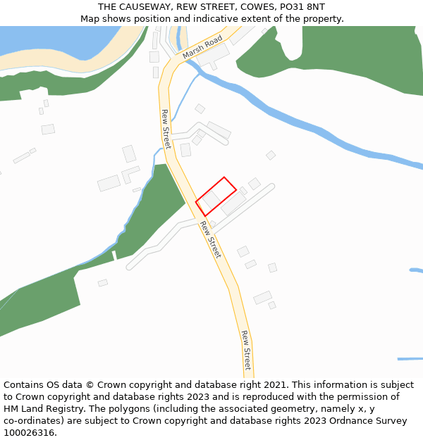 THE CAUSEWAY, REW STREET, COWES, PO31 8NT: Location map and indicative extent of plot