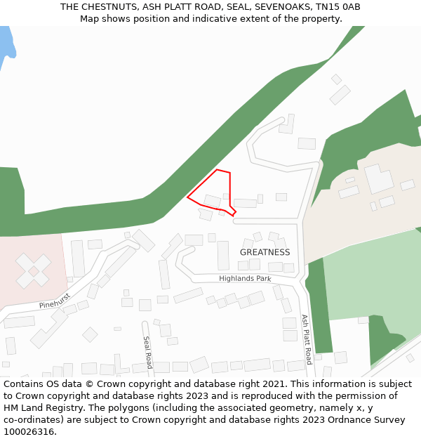 THE CHESTNUTS, ASH PLATT ROAD, SEAL, SEVENOAKS, TN15 0AB: Location map and indicative extent of plot