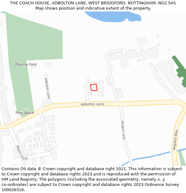 THE COACH HOUSE, ADBOLTON LANE, WEST BRIDGFORD, NOTTINGHAM, NG2 5AS: Location map and indicative extent of plot