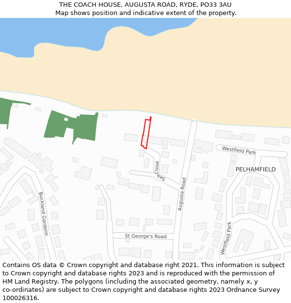 THE COACH HOUSE, AUGUSTA ROAD, RYDE, PO33 3AU: Location map and indicative extent of plot
