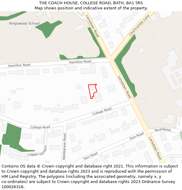 THE COACH HOUSE, COLLEGE ROAD, BATH, BA1 5RS: Location map and indicative extent of plot