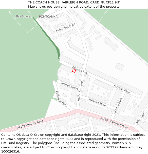 THE COACH HOUSE, FAIRLEIGH ROAD, CARDIFF, CF11 9JT: Location map and indicative extent of plot