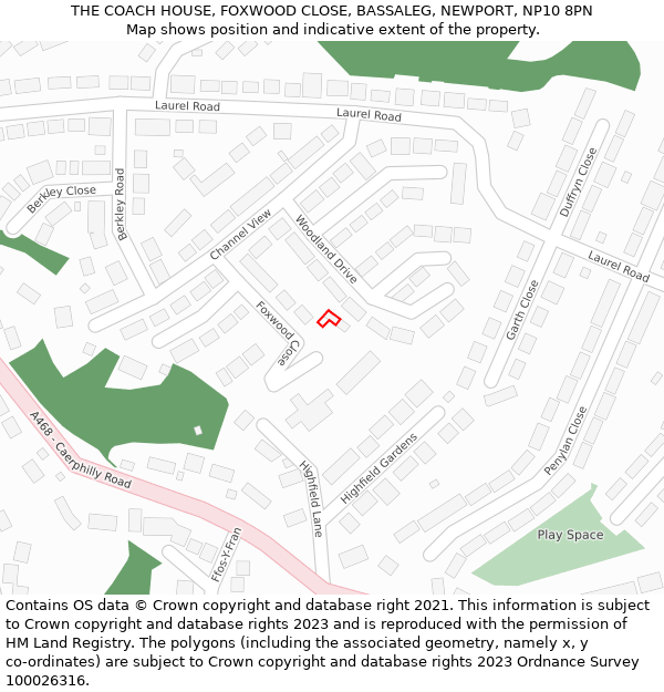 THE COACH HOUSE, FOXWOOD CLOSE, BASSALEG, NEWPORT, NP10 8PN: Location map and indicative extent of plot