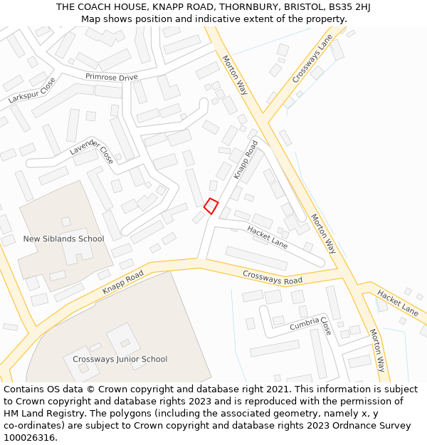 THE COACH HOUSE, KNAPP ROAD, THORNBURY, BRISTOL, BS35 2HJ: Location map and indicative extent of plot