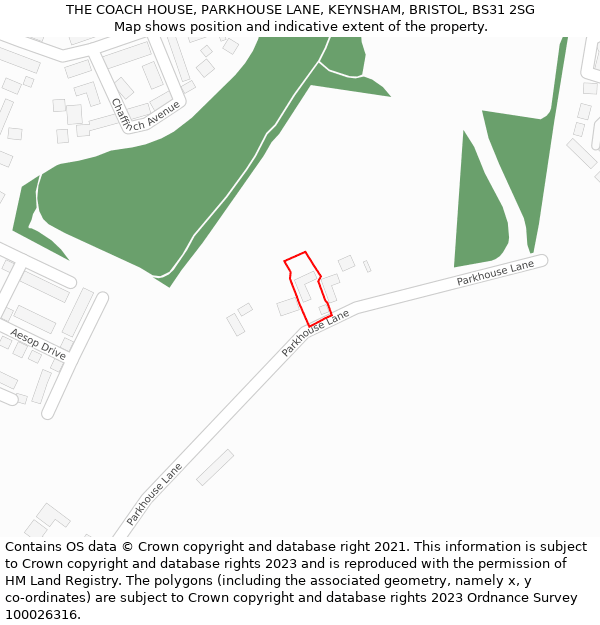 THE COACH HOUSE, PARKHOUSE LANE, KEYNSHAM, BRISTOL, BS31 2SG: Location map and indicative extent of plot