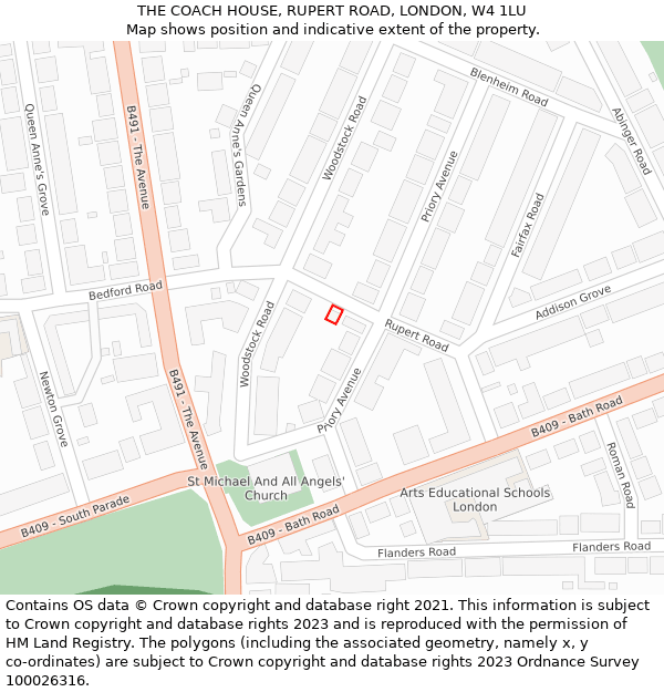 THE COACH HOUSE, RUPERT ROAD, LONDON, W4 1LU: Location map and indicative extent of plot