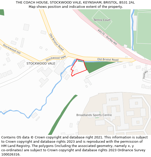 THE COACH HOUSE, STOCKWOOD VALE, KEYNSHAM, BRISTOL, BS31 2AL: Location map and indicative extent of plot