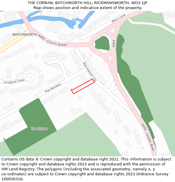 THE CORRAN, BATCHWORTH HILL, RICKMANSWORTH, WD3 1JP: Location map and indicative extent of plot