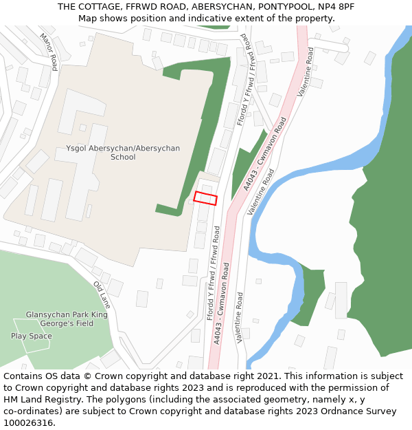 THE COTTAGE, FFRWD ROAD, ABERSYCHAN, PONTYPOOL, NP4 8PF: Location map and indicative extent of plot