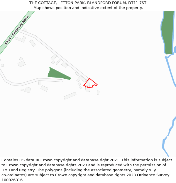 THE COTTAGE, LETTON PARK, BLANDFORD FORUM, DT11 7ST: Location map and indicative extent of plot