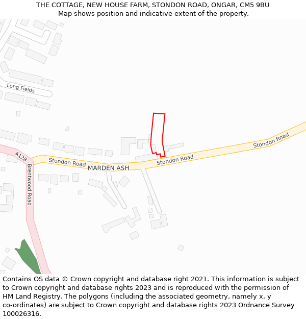 THE COTTAGE, NEW HOUSE FARM, STONDON ROAD, ONGAR, CM5 9BU: Location map and indicative extent of plot