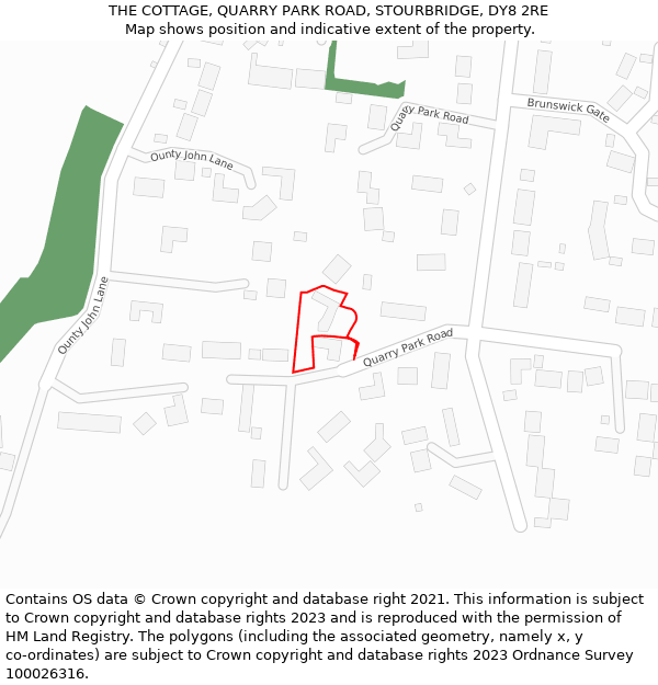 THE COTTAGE, QUARRY PARK ROAD, STOURBRIDGE, DY8 2RE: Location map and indicative extent of plot