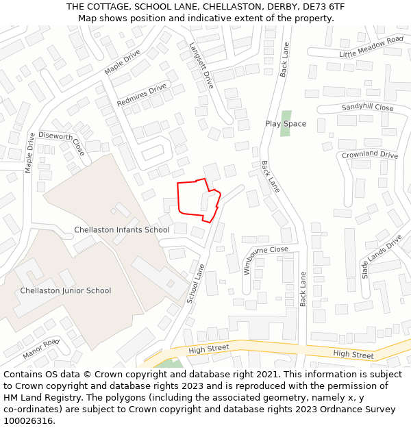 THE COTTAGE, SCHOOL LANE, CHELLASTON, DERBY, DE73 6TF: Location map and indicative extent of plot