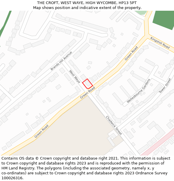 THE CROFT, WEST WAYE, HIGH WYCOMBE, HP13 5PT: Location map and indicative extent of plot