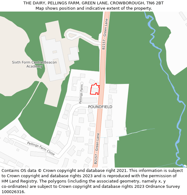 THE DAIRY, PELLINGS FARM, GREEN LANE, CROWBOROUGH, TN6 2BT: Location map and indicative extent of plot