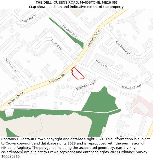 THE DELL, QUEENS ROAD, MAIDSTONE, ME16 0JG: Location map and indicative extent of plot