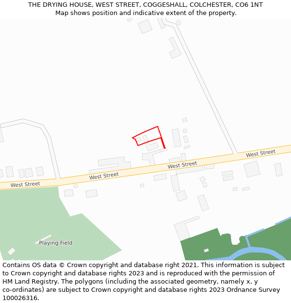 THE DRYING HOUSE, WEST STREET, COGGESHALL, COLCHESTER, CO6 1NT: Location map and indicative extent of plot