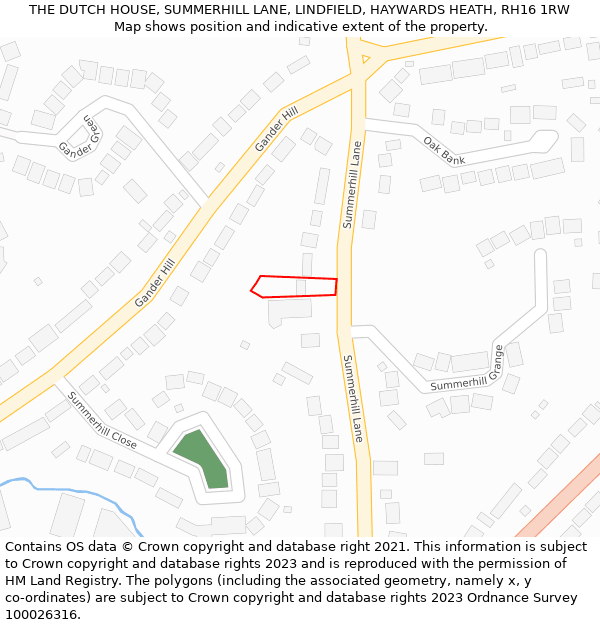 THE DUTCH HOUSE, SUMMERHILL LANE, LINDFIELD, HAYWARDS HEATH, RH16 1RW: Location map and indicative extent of plot