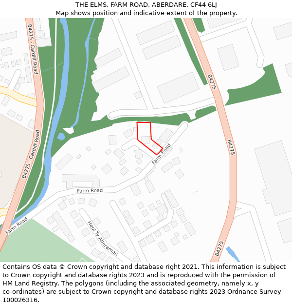 THE ELMS, FARM ROAD, ABERDARE, CF44 6LJ: Location map and indicative extent of plot