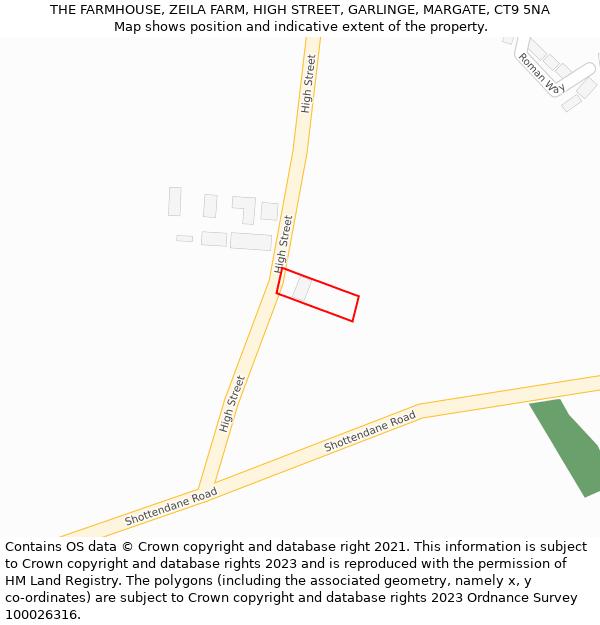 THE FARMHOUSE, ZEILA FARM, HIGH STREET, GARLINGE, MARGATE, CT9 5NA: Location map and indicative extent of plot