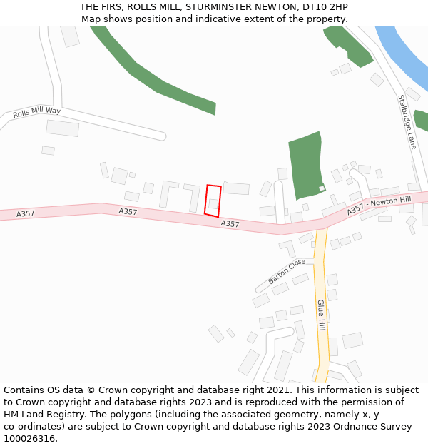 THE FIRS, ROLLS MILL, STURMINSTER NEWTON, DT10 2HP: Location map and indicative extent of plot