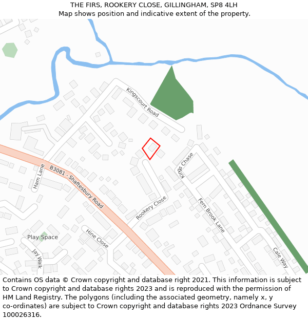 THE FIRS, ROOKERY CLOSE, GILLINGHAM, SP8 4LH: Location map and indicative extent of plot