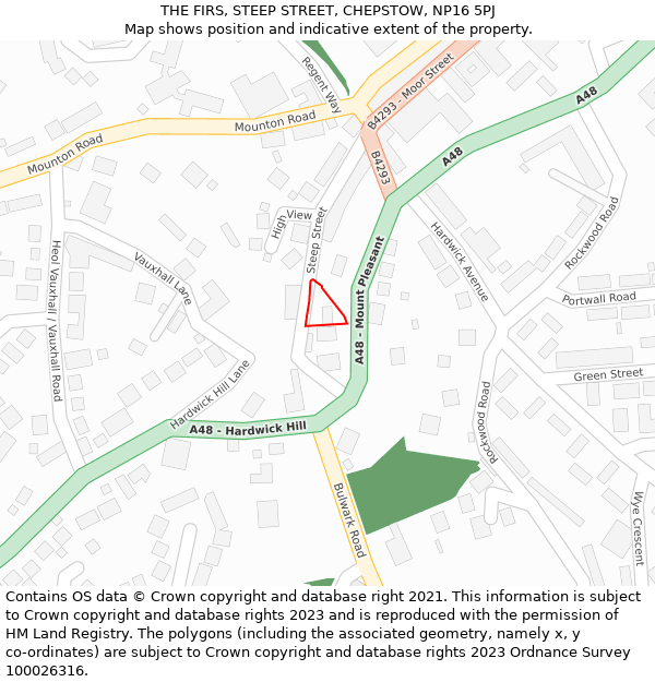 THE FIRS, STEEP STREET, CHEPSTOW, NP16 5PJ: Location map and indicative extent of plot