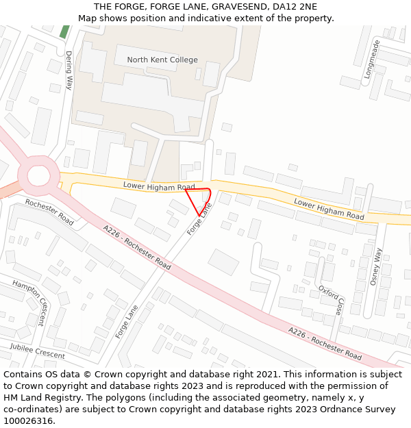 THE FORGE, FORGE LANE, GRAVESEND, DA12 2NE: Location map and indicative extent of plot