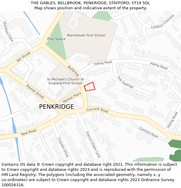 THE GABLES, BELLBROOK, PENKRIDGE, STAFFORD, ST19 5DL: Location map and indicative extent of plot