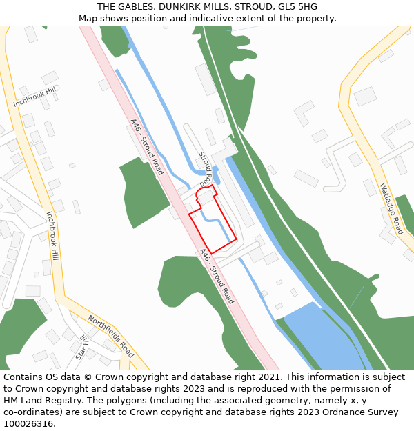 THE GABLES, DUNKIRK MILLS, STROUD, GL5 5HG: Location map and indicative extent of plot