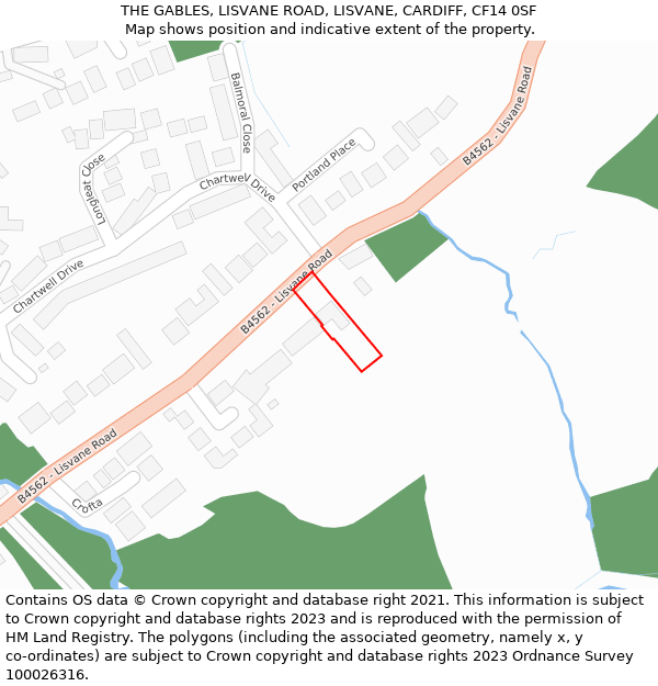 THE GABLES, LISVANE ROAD, LISVANE, CARDIFF, CF14 0SF: Location map and indicative extent of plot
